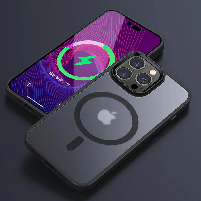 Matte Translucent Frosted Phone Case For iPhone 15 14 13 12 11 Pro Max Plus Magnetic Case For Magsafe Wireless Charging Cover
