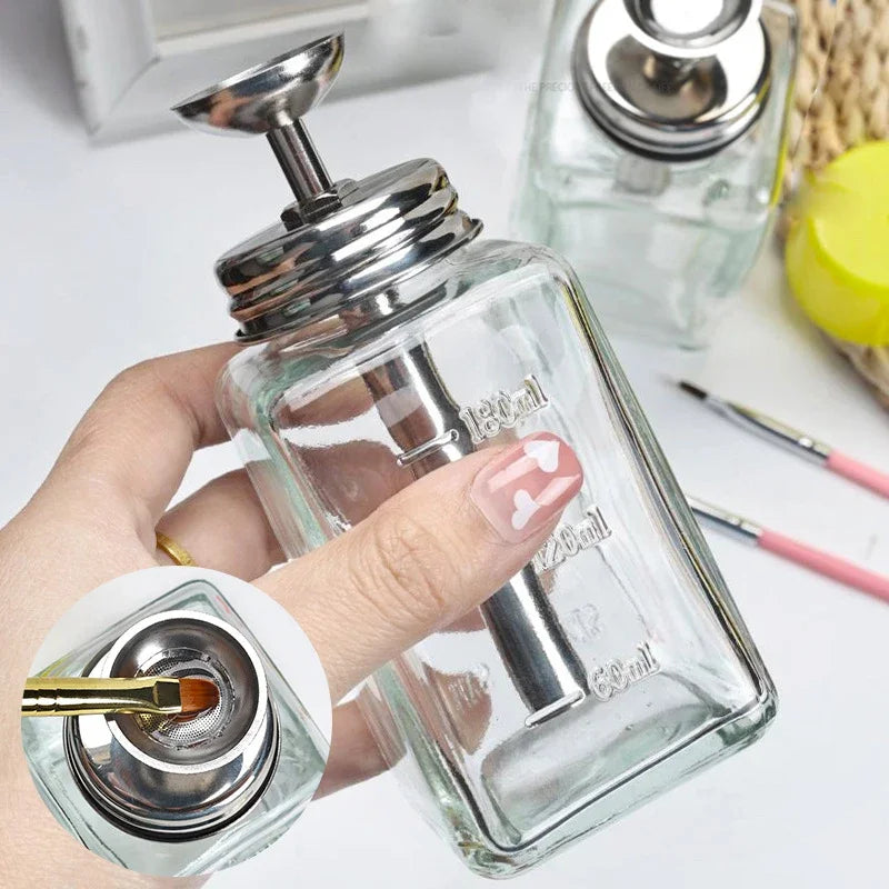 180ml Nail Refillable Bottles Empty Liquid Press Pump Dispenser Nail Art Polish Remover Storage Box Cleaner Makeup Manicure Tool