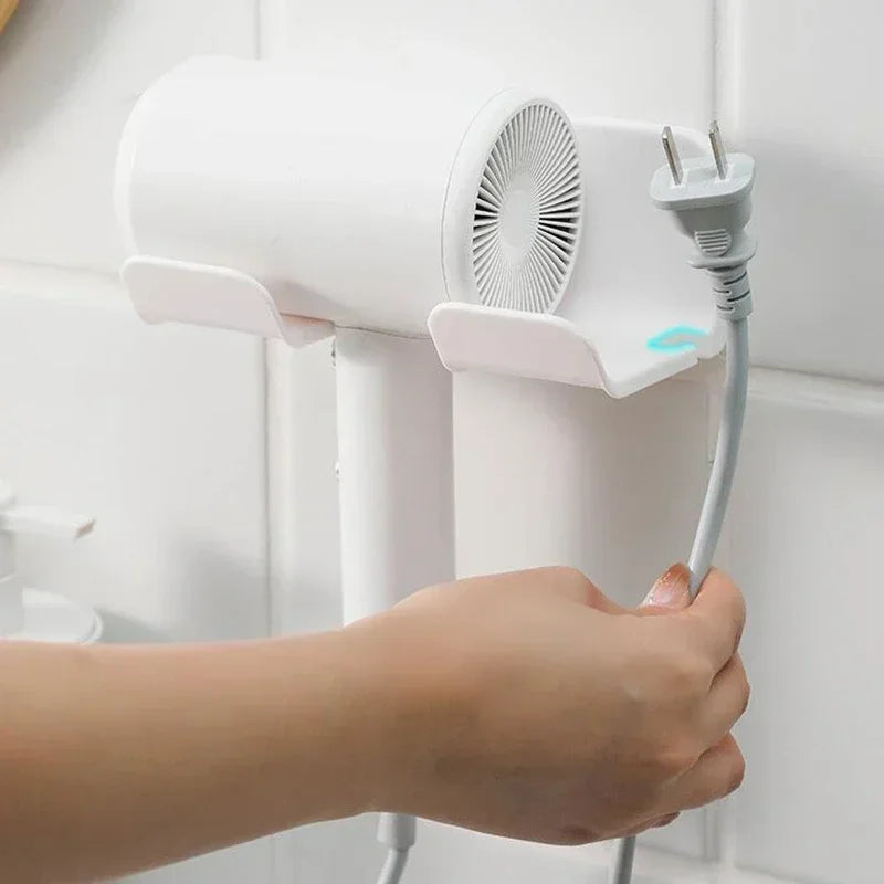 Wall Mounted Hair Dryer Bracket Bathroom Shelf Hair Dryer Storage Rack Plastic Strong Adhesive Bracket Bathroom Storage Rack