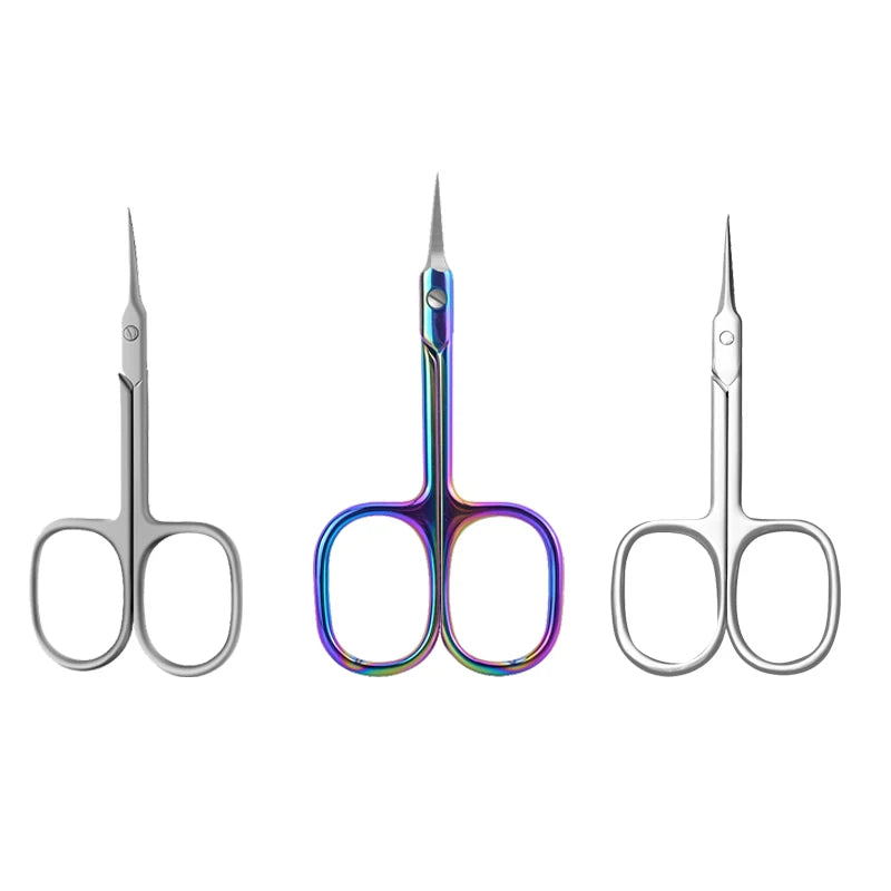 Stainless Steel Curved Tip Thin Blade Cuticle Scissors Nail Clippers Trimmer Manicure Tools Eyebrow Tools Dead Skin Remover