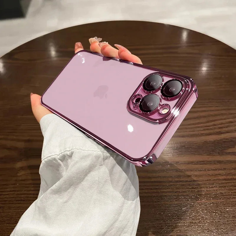 Luxury New High Quality Plating Clear Not Yellowing Case For IPhone 16 15 14 11 12 13 14 Pro Max 15 16 Plus Shockproof Cover