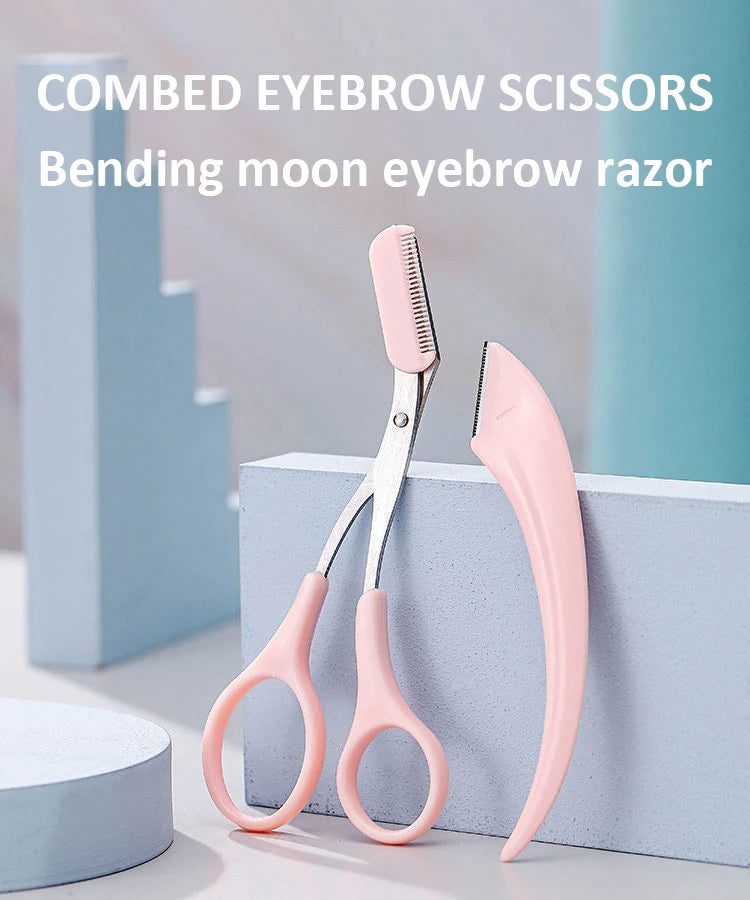 Professional Eyebrow Trimming Knife Eyebrow Face Razor For Women Eyebrow Scissors With Comb Brow Trimmer Scraper Accessories