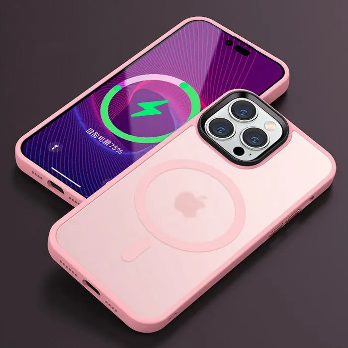 Matte Translucent Frosted Phone Case For iPhone 15 14 13 12 11 Pro Max Plus Magnetic Case For Magsafe Wireless Charging Cover