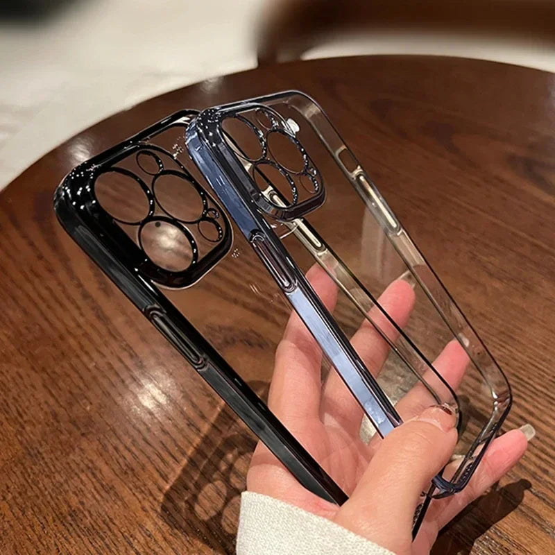 Luxury New High Quality Plating Clear Not Yellowing Case For IPhone 16 15 14 11 12 13 14 Pro Max 15 16 Plus Shockproof Cover