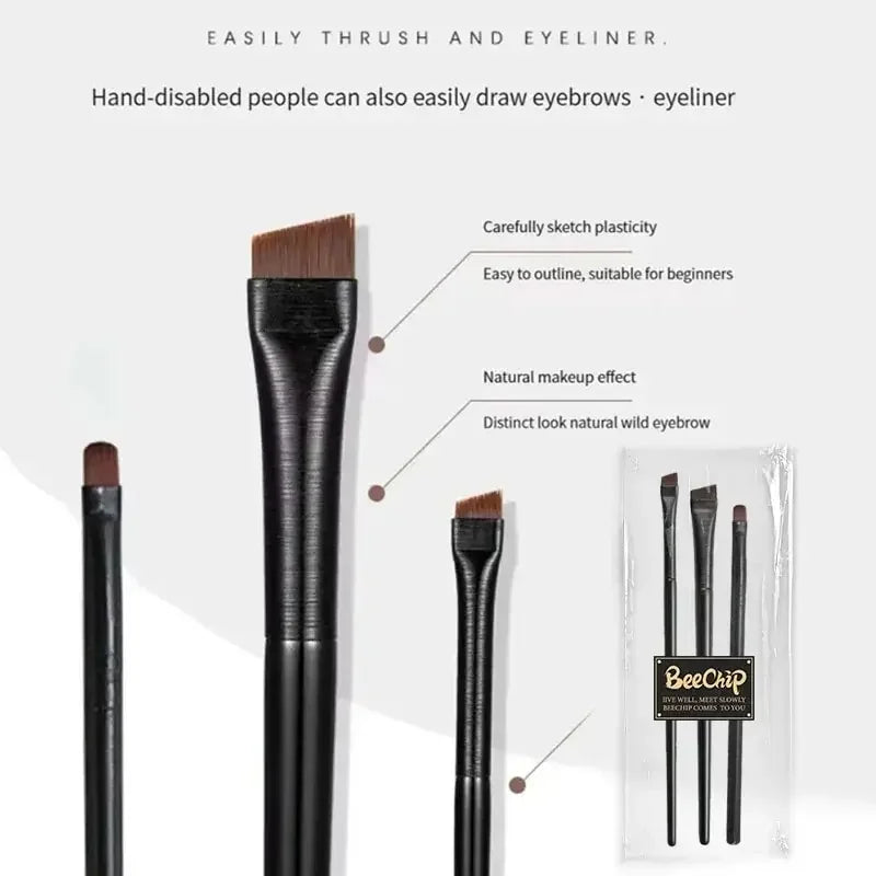 3PCS Eyeliner Eyebrow Contour Makeup Brush Super Soft Fiber Comfortable Grip Soft And Natural Makeup Application Eyeliner Brush