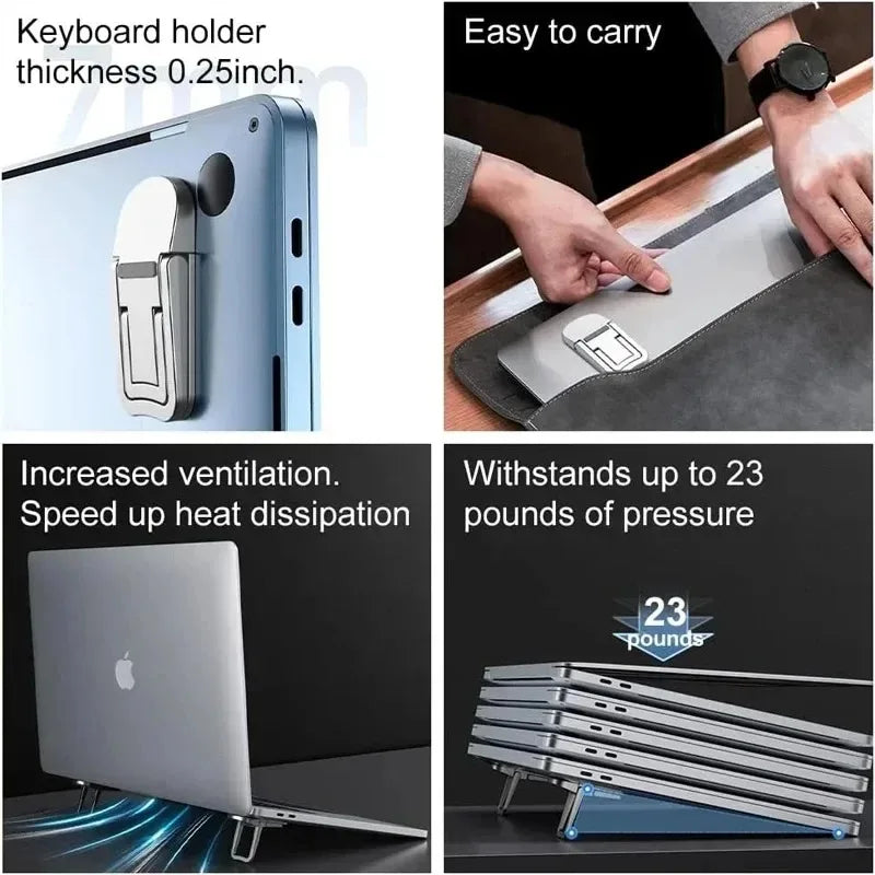 2pcs/Set Foldable Laptop Stand Portable Notebook Support Holder Adjustable Riser Cooling Bracket Universal for Laptop Tablet