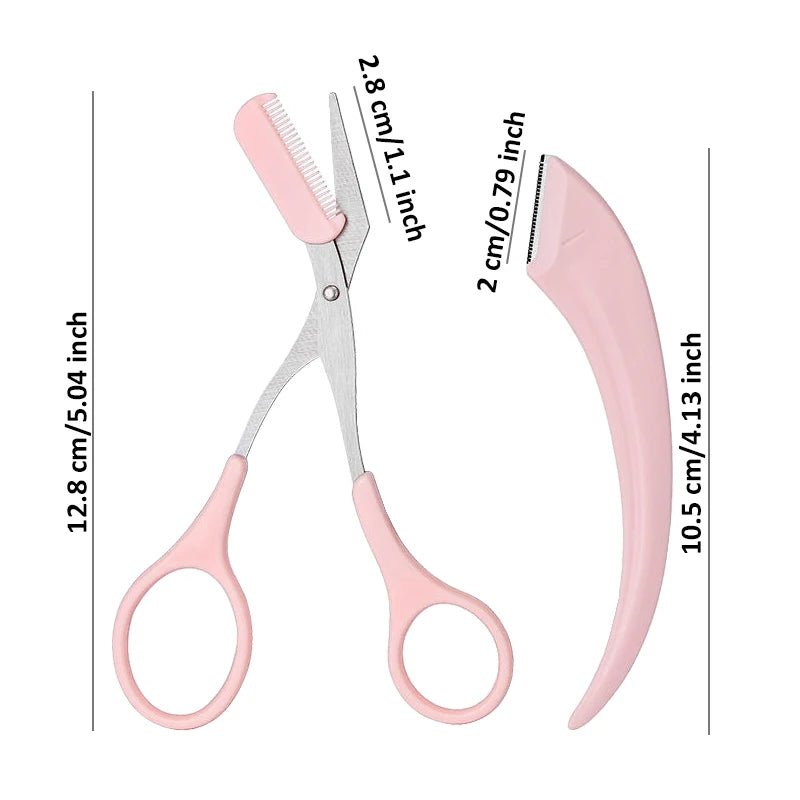 Professional Eyebrow Trimming Knife Eyebrow Face Razor For Women Eyebrow Scissors With Comb Brow Trimmer Scraper Accessories