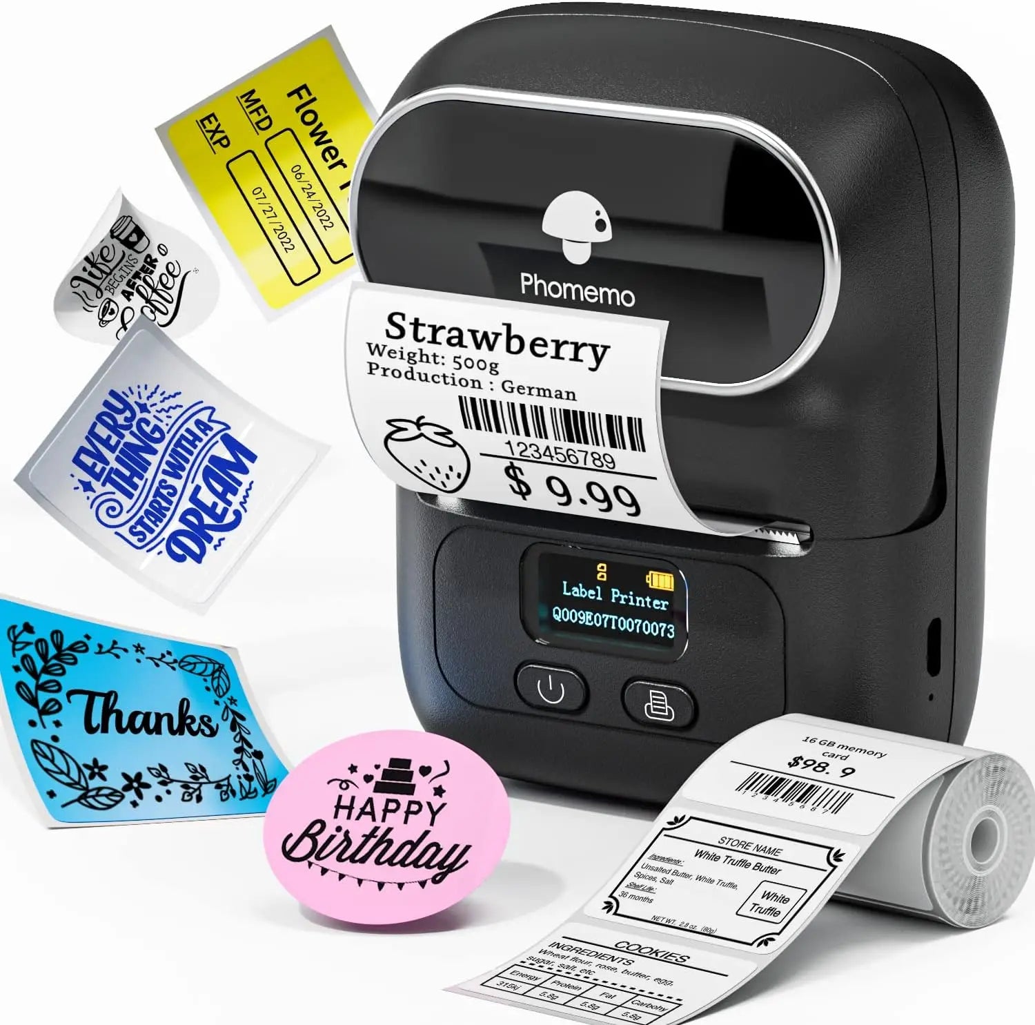 Phomemo M110 Self-adhesive Smart Thermal Label Printer for Business,Barcode Label, Price Tag, Address Wireless Sticker Printer