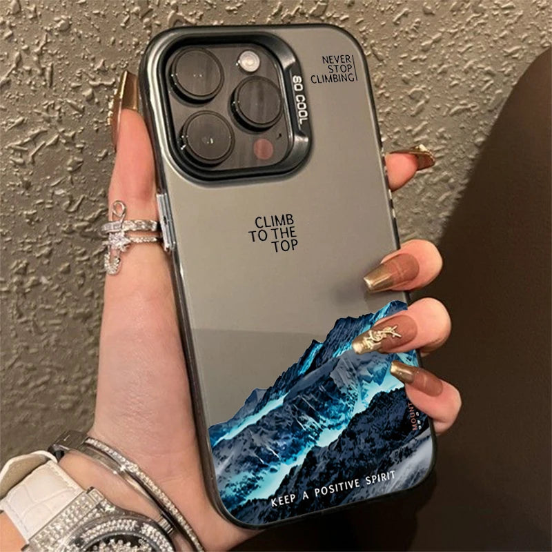 INS Mountain Landscape Sunset IMD Phone Case For iPhone 14 15 11 12 13 16 Pro Max 7 8 Plus SE 2 XR X XS Shockproof Bumper Cover