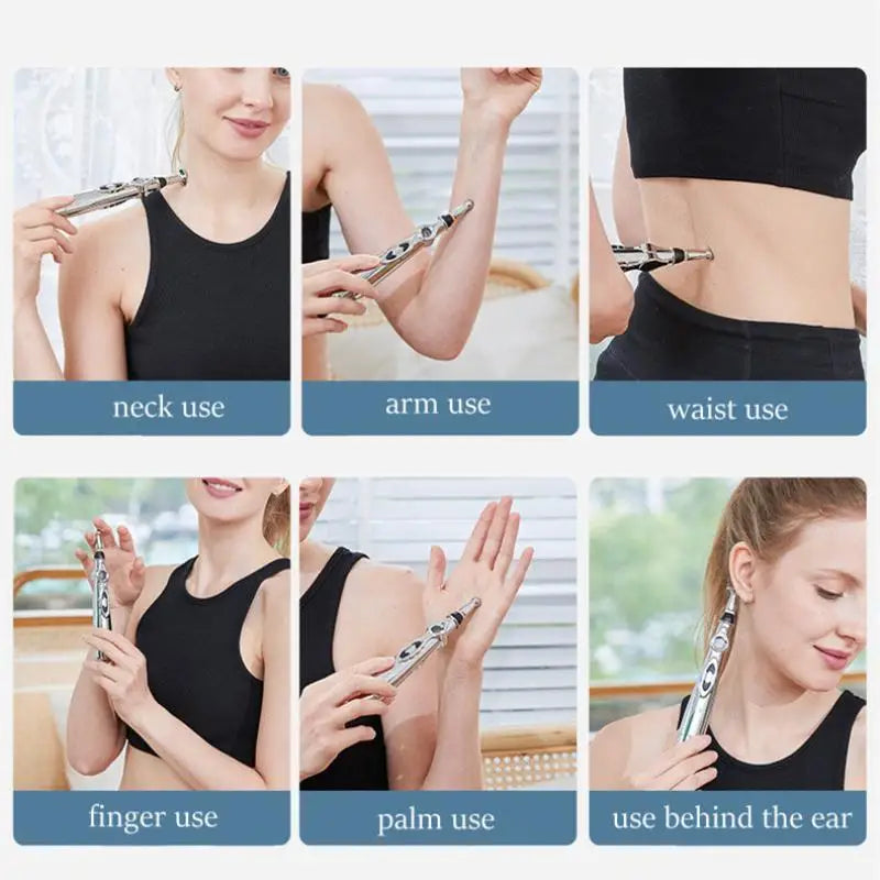 2/5 Heads Electric Acupuncture Point Massage Pen Meridian Energy Massage Pen Pain Relief Therapy Back Neck Face Beauty Roller