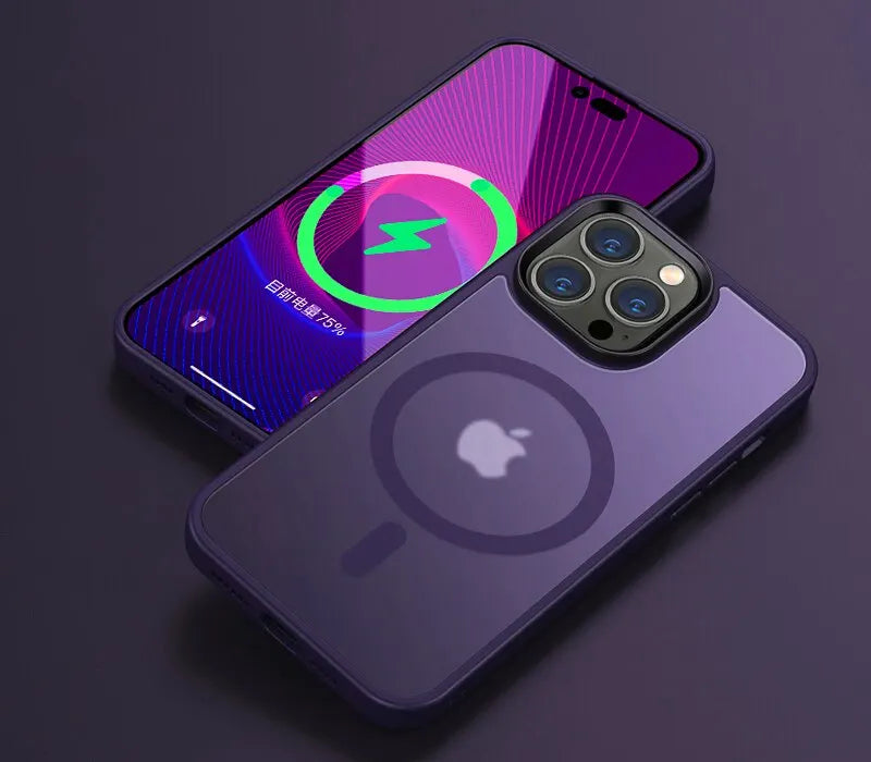 Matte Translucent Frosted Phone Case For iPhone 15 14 13 12 11 Pro Max Plus Magnetic Case For Magsafe Wireless Charging Cover