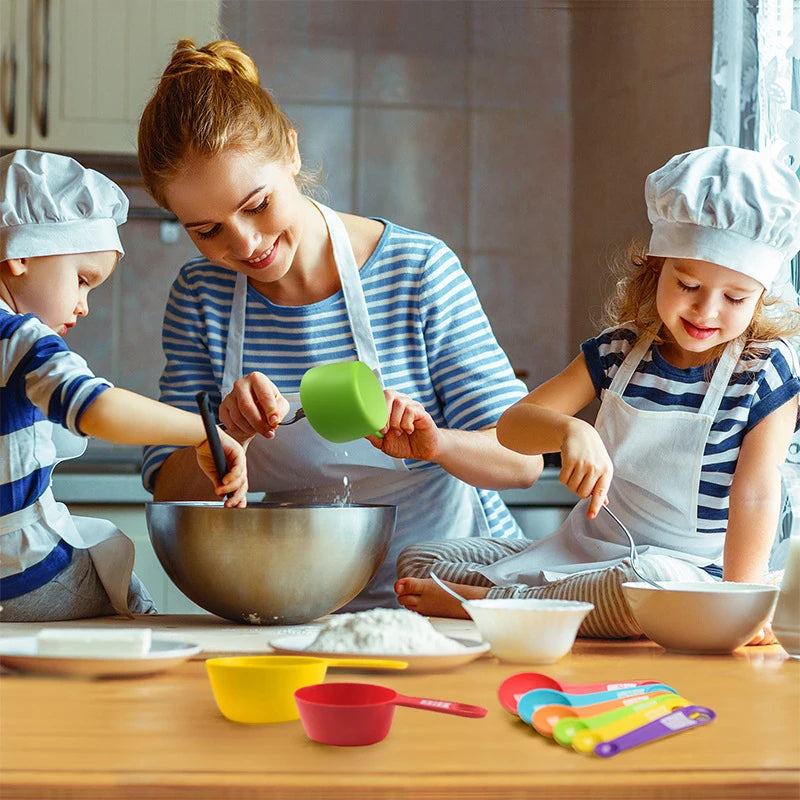 12pcs Baking Tools Kitchen Measuring Spoon Set Plastic Measuring Cup With Scale Measuring Milk Coffee Spoon Kitchen Gadgets