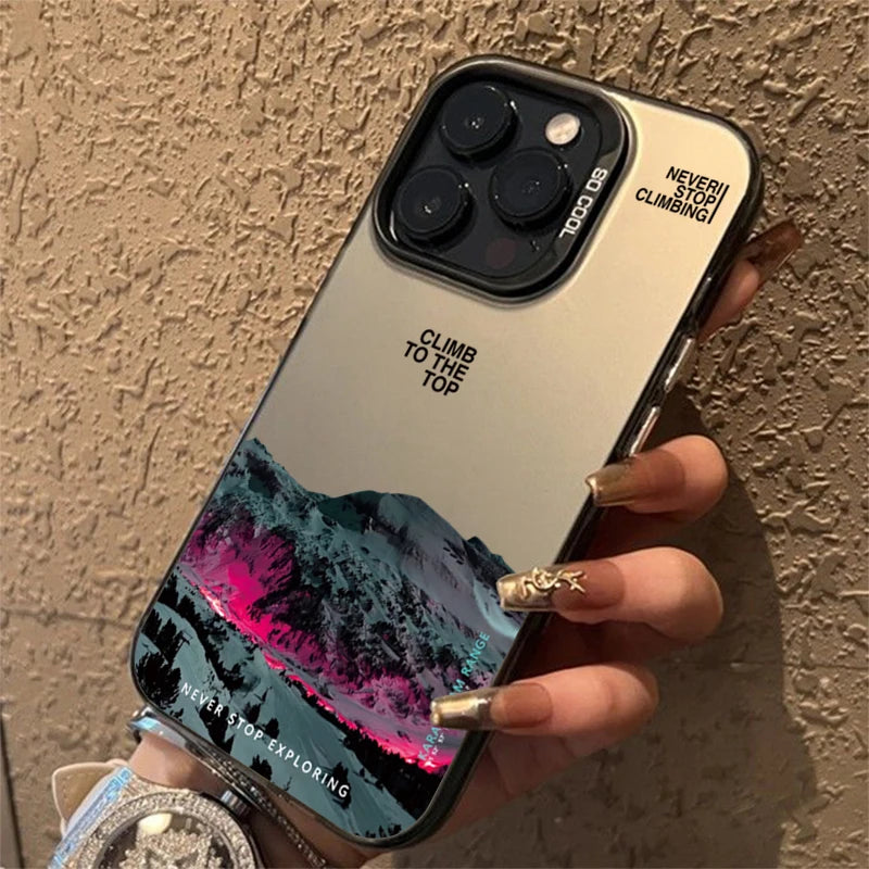 INS Mountain Landscape Sunset IMD Phone Case For iPhone 14 15 11 12 13 16 Pro Max 7 8 Plus SE 2 XR X XS Shockproof Bumper Cover