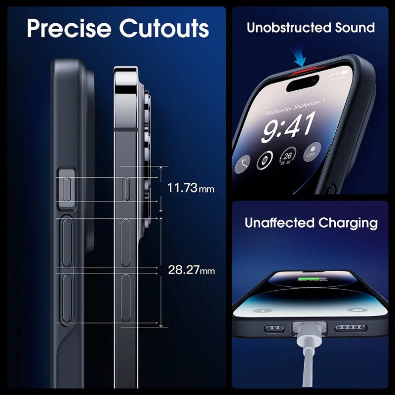 Matte Translucent Frosted Phone Case For iPhone 15 14 13 12 11 Pro Max Plus Magnetic Case For Magsafe Wireless Charging Cover