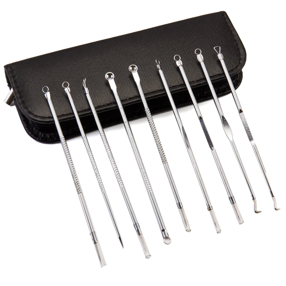 9Pcs Stainless Acne Blackhead Removal Needles Acne Remover Squeeze Deep Cleansing Facial Blackhead Eliminators Skin Beauty Tools