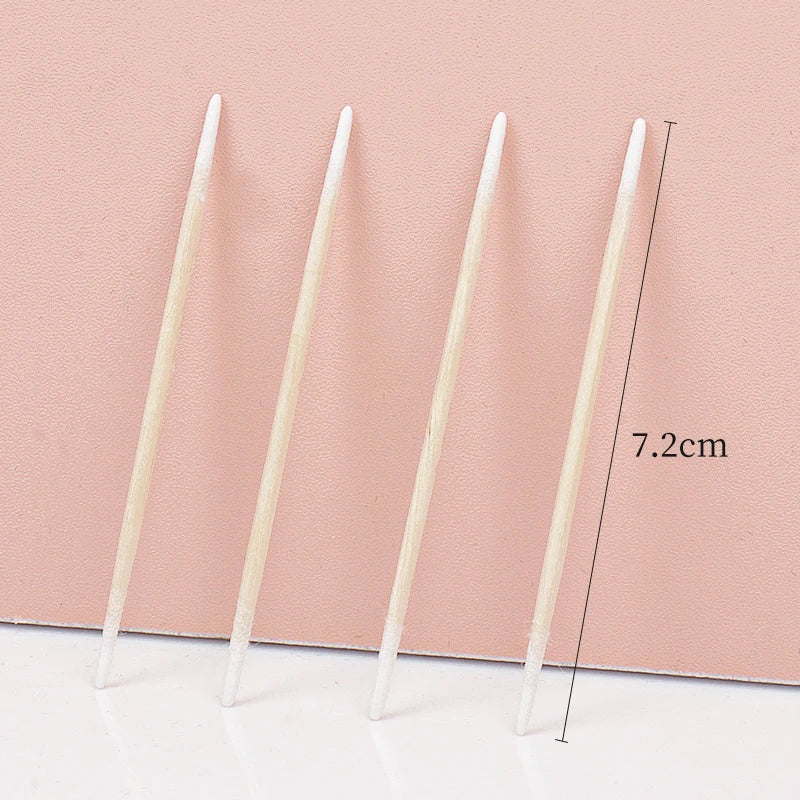 Disposable Ultra-small Double-end Wood Cotton Swab 100pcs Lint Free Micro Brushes Eyelash Extension Glue Removing Tools