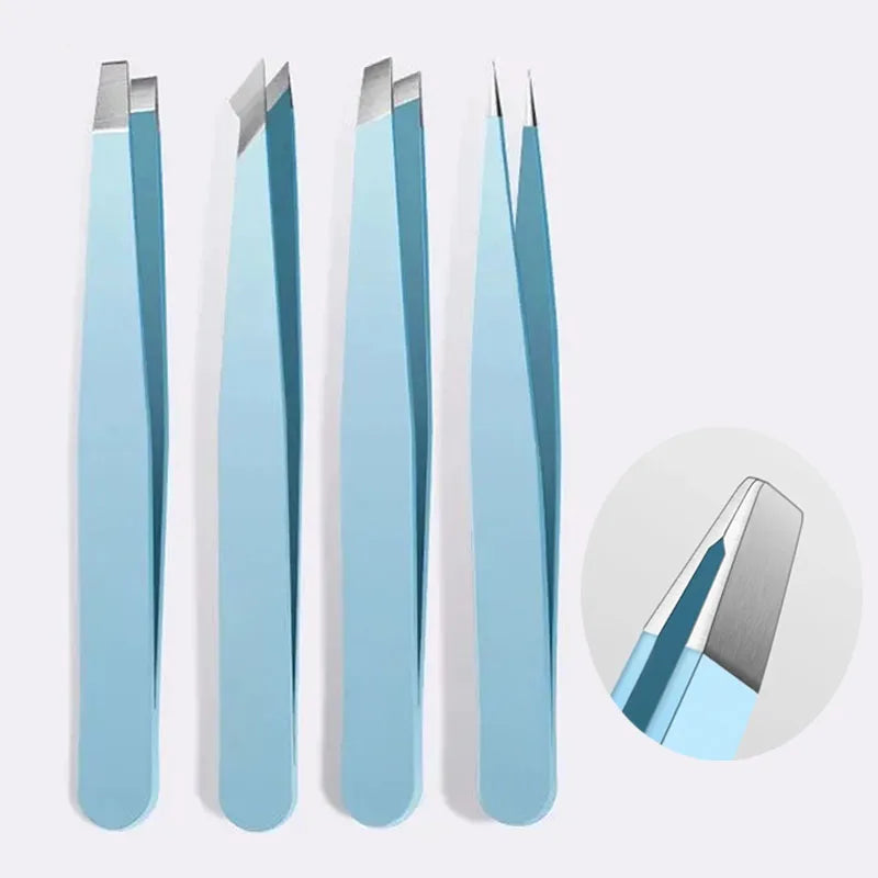 Eyebrow Tweezer Colorful Hair Beauty Fine Hairs Puller Stainless Steel Slanted Eye Brow Clips Removal Makeup Tools
