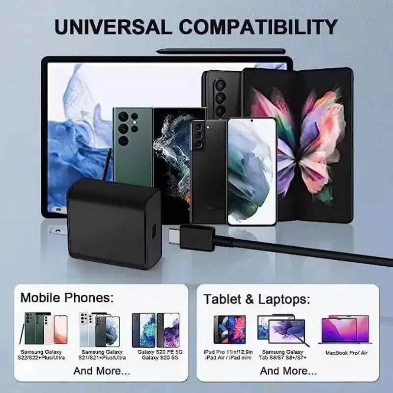 45W PD Charger Super Fast Charging USB C Phone Adapter For Samsung Galaxy S24 S23 S22 Ultra Note Type C Quick Charger Cable Suit