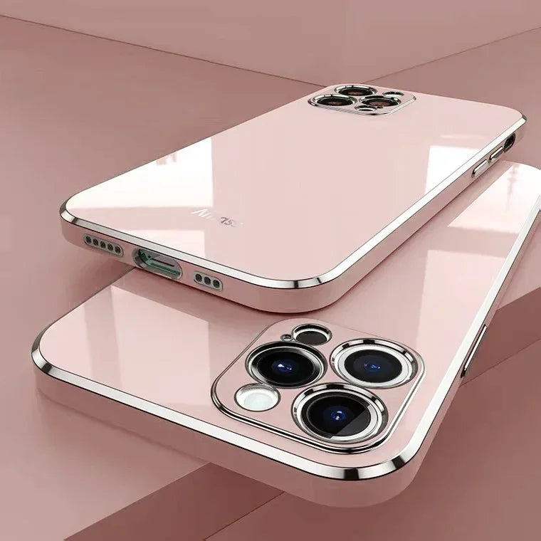 Luxury Solid Color Silicone Soft Case For IPhone 16 15 14 11 12 13 Pro Max Mini 16 Plus Plating Glossy Shockproof Protect Cover